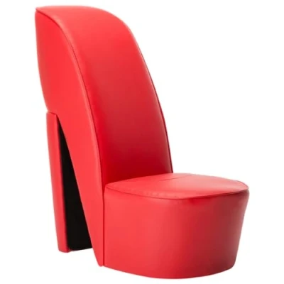 Immagine di vidaXL Poltrona a Forma di Scarpa con Tacco Design Audace Moderna Comoda Imbottita Morbida Sedia Arredo Casa in Similpelle Rossa