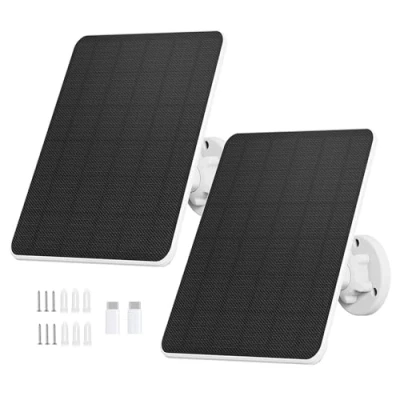 Immagine di Pannello Solare da 6W per Telecamera di Sorveglianza,Modulo Sicurezza DC 5V,Telecamera Esterna,Campanello e Illuminazione Esterna con Connessione USB C,Cavo 3m(2 Pack)
