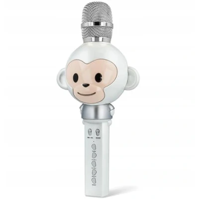 Immagine di maxlife Microfono Bluetooth per Bambini con Altoparlante Bianco Scimmietta Echo e Equalizzatore Karaoke Compatibile Android iOS