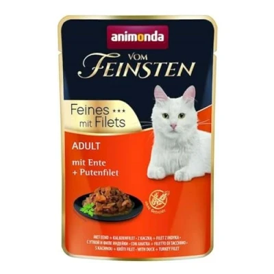 Immagine di animonda Vom Feinsten Adult fine con filetti anatra + filetto di tacchino (18 x 85 g), cibo umido per gatti adulti, filetti, senza cereali e zucchero