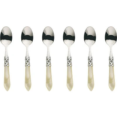 Immagine di Bugatti ALCAM N4207 Set di cucchiaini da caffè Aladdin, Acciaio Inox e ABS Color Avorio, 21 x 18 3 cm, 6 pz