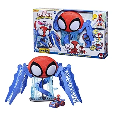 Immagine di Hasbro Spidey and his Amazing Friends Webquarters, playset con luci e Suoni, Include Un Personaggio Veicolo, per Bambini dai 3 Anni in su, Multicolore
