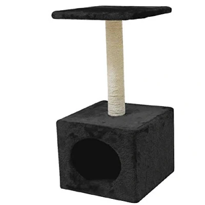 Immagine di Croci Amburgo Tiragraffi Alto a Colonna 55 cm con Cuccia, per Gatti Adulti Grandi e Piccoli, graffiatoio ad Albero, Giochi Gli Animali, Gioco calmante Gatti, Colore Nero