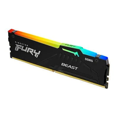 Immagine di Kingston FURY Beast Nero RGB XMP 64GB 6000MT/s DDR5 CL40 DIMM Memoria Gaming per Computer Fissi Kit da 4 KF560C40BBAK4 64