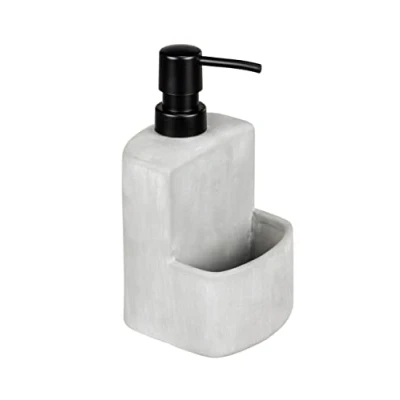 Immagine di Wenko Dispenser di detersivo Festival, Ricaricabile, in Robusto calcestruzzo Grigio con vano aggiuntivo per spugnetta, Ideale la Cucina, capacità 380 ml, 10 x 18 cm,