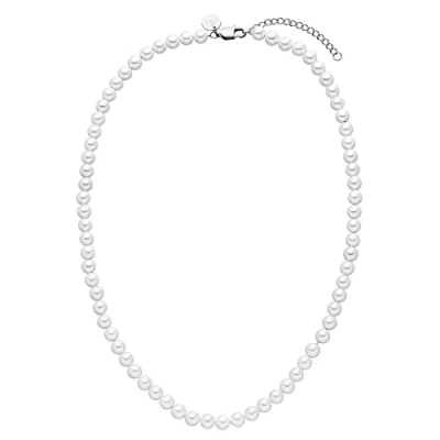 Immagine di Purelei® Diligence Collana in argento con perle impermeabili per uomini e donne, unisex, Acciaio inox, regalo lui lei, inossidabile, Perla