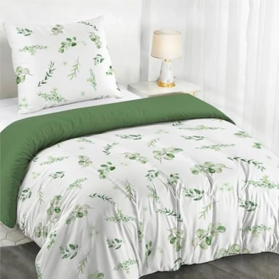 Immagine di Dreamzie Copripiumino Singolo 135X200 cm con 1 Federe 80x80 Motivo Botanico Verde Salvia Set