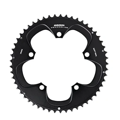 Immagine di Sram Road Corona 55 Denti, 5 bulloni Non a Scomparsa, in Alluminio, 0,4 cm, Colore: Nero