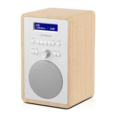 Immagine di LEMEGA CR2+ DAB/DAB+ Radio Digitale,FM Digitale,DAB Alimentata dalla Rete,Doppio Allarme Orologio,Timer per dormire in cucina,20 Preimpostate,Uscita Cuffie,Effetto Legno Rovere Bianco