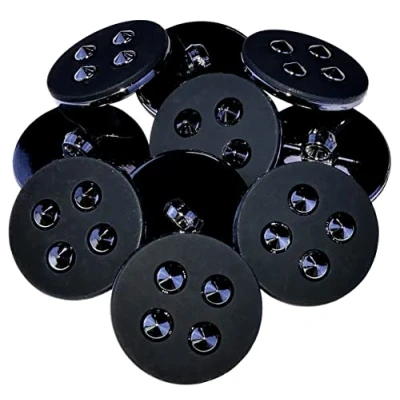 Immagine di AERZETIX C56821 Set di 10 bottoni per cucire rotondi a coda 25x11mm decorativi 40L L40 colore nero apertura 4mm in metallo merceria/abbigliamento/cucito/moda