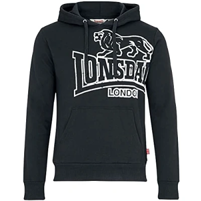 Immagine di Lonsdale Tadley Felpa con cappuccio, Uomo, Taglia: XL, Black/ecru