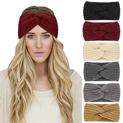 Immagine di DRESHOW 6 Pezzi Fasce per Capelli Tessuto di Lana Turbante Fascia da Donna Invernale Accessori Cerchietti Ragazze