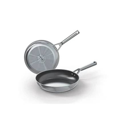 Immagine di Ninja ZEROSTICK C62100UK Set di 2 pentole in acciaio inox, padelle da 20/26 cm, lunga durata, antiaderenti, compatibili con induzione, adatte al forno fino a 260 C