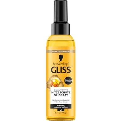 Immagine di Gliss Kur Oil Nutritive Spray per olio con Omega 9 e Marula (150 ml), styling protegge i capelli dal calore fino a 230 C durante la lisciatura, lo il phon