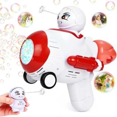 Immagine di Apritsce Sparabolle di Sapone, Astronauta Macchina Bolle Sapone Automatico, Bubble Maker Giocattoli per bambini, Spara Matrimonio Compleanno Festa
