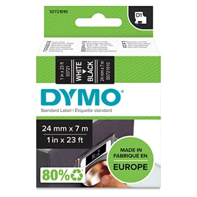 Immagine di Dymo D1 Etichette Autoadesive per Stampanti LabelManager, Rotolo da 24 mm x 7 m, Stampa Bianco su Nero