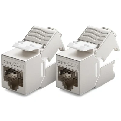 Immagine di deleyCON 2x CAT6a MINI Keystone Jack Modulo Cavo Patch di Rete Connettore Schermatura STP RJ45 Presa Pannello Supporto Estensione