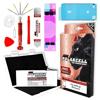 Immagine di PolarCell batteria per Apple iPhone 8 8G set di attrezzi e colla telaio in professionale 2200mAh 20% capacità più rispetto alla originale A1905 A1863 qualità A+