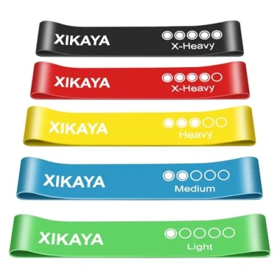 Immagine di XIKAYA banda elastica fitness,elastici calisthenics,elastici fitness,elastico fitness,fascia da ginnastica,Set di 5 fasce resistenza con livelli