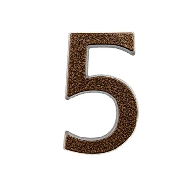Immagine di HUBER numero civico 5 in alluminio 10 cm I numeri civici per casa &amp; porta targhette con nobile design rame antico 3D, verniciato a polvere