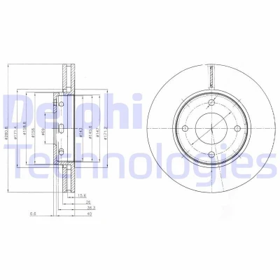 Immagine di DELPHI BG4127 Disco freno 281 26 4 ventilato Oleato non trattato senza cuscinetto ruota, anello sensore ABS MITSUBISHI: COLT 6, SMART: Forfour I