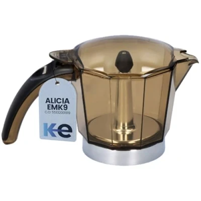 Immagine di Anakel Home DeLongui Caraffa di ricambio per caffettiera EMK9 Compatibile con brocca Moka Alicia 9 tazze Colore marrone semitrasparente resistente senza BPA