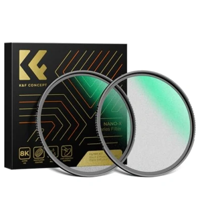Immagine di K&amp;F Concept Nano X 2 Pack Filtros Black Diffusion 1/8+ Mist 1/4 Ultrasottili in Vetro Ottico con 28 Strati di Rivestimento per Ritratti e Video