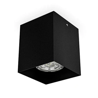 Immagine di B.K.Licht Faretto da soffitto, attacco per lampadina GU10 non inclusa, Lampada soffitto quadrata 8x8x9.5cm, metallo colore nero, Plafoniera cucina, entrata, corridoio, scale 230V IP20