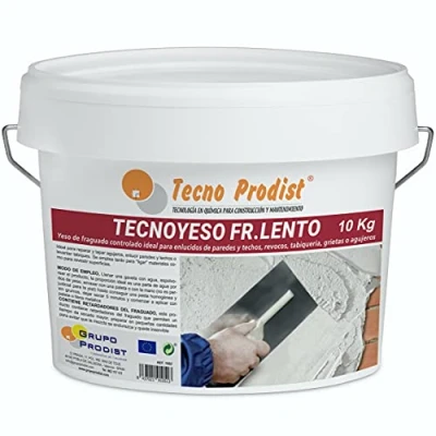 Immagine di Tecno YESO LENTO Malta A Presa Rapida Controllata Di Prodist, (10 Kg) Intonaco Controllata. Ideale Per Intonaco, Rinzaffo, Pareti Divisorie In Cartongesso, Crepe O Buchi.
