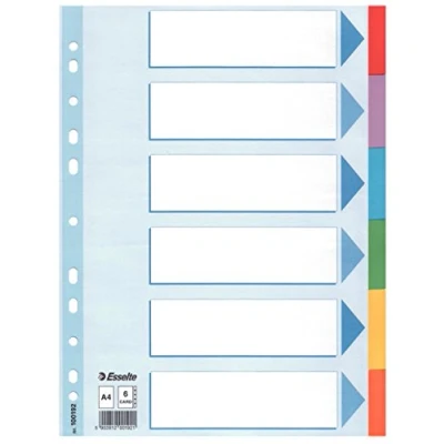 Immagine di Esselte 100192 Blank tab index Cardboard Multicolour Indexes (Blank index, Cardboard, Multicolour, A4, 160 g/m², 2, 4, 6)
