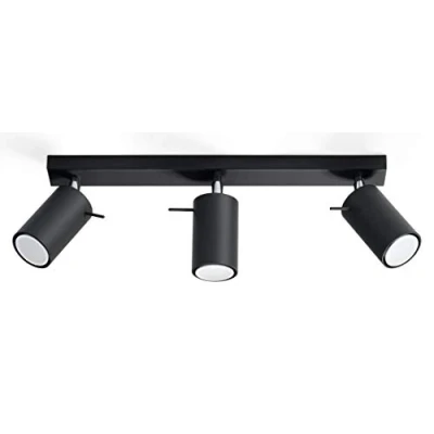 Immagine di Sollux Lighting Ring 3 Lampada da parete Design moderno e minimalista, regolabile braccio direzione della luce Lampadina GU10 sostituibile, x 40 W Acciaio, nero 45 6 16 cm