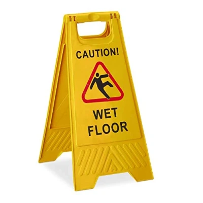Immagine di Relaxdays Cartello Avvertimento Anti Scivolo, in Inglese Segnale Pieghevole Caution Wet Floor, Scritta su 2 Lati, Giallo