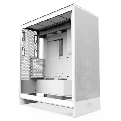 Immagine di NZXT H7 Flow Case Airflow ATX mid tower 3 ventole 120mm sul fondo per raffreddare la GPU anteriori Supporto anteriore radiatore da 420mm Gestione cavi Bianco