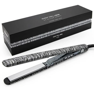 Immagine di Corioliss C3 Piastre per capelli le donne Piatti di titanio e curling fini Ferro professionale con controllo della temperatura (Zebra Silver Soft Touch)