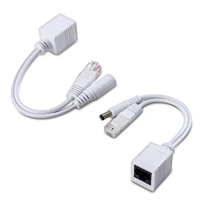 Immagine di kwmobile set 2 cavi Power over Ethernet adattatore PoE alimentazione e dati su un singolo cavo splitter iniettore per reti telefono IP telecamera