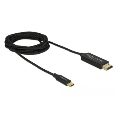 Immagine di Delock USB / HDMI Cavo Spina C®, A 2 m Nero 84905 contatti connettore dorati, UHD 4K; C