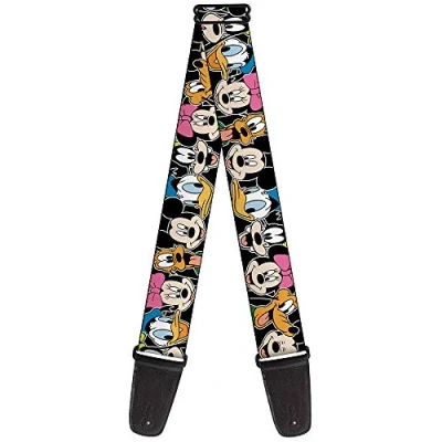 Immagine di Buckle Down Tracolla per chitarra, motivo: personaggi Disney, colore nero, larghezza 5,1 cm, lunghezza 73,7 137,2 cm