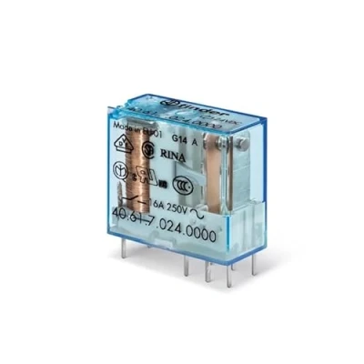 Immagine di FINDER 40.61.9.012.0000, 1 Relè serie 40 Standard 12 V CC, circuito commutato, 6 pin, 16 A, mini relè, stampato, 29 x 25 12,4 mm