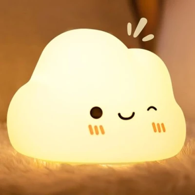 Immagine di Diboniur Luce Notturna Bambini, Neonato Ricaricabile, 7 Colori 3 Luminosità, Silicone Lampada per Deco Cameretta Bambina (Nuvole)