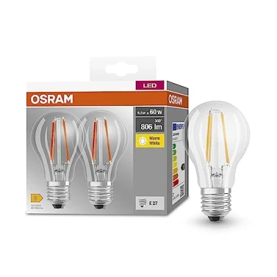 Immagine di OSRAM 4099854064098 LED (monocolore) ERP E (A G) E27 Forma cilindrica 6.5 W = 60 Bianco caldo (Ø x A) mm 2 pz.