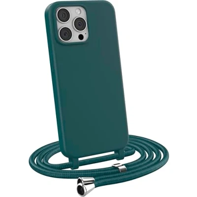 Immagine di MyGadget Cover per iPhone 13 Pro Custodia con Corda Case Cordino Opaca Antiurto Laccio Tracolla Practical Stylish Verde Scuro