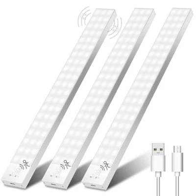 Immagine di Ylatoial Luce Armadio LED con Sensore di Movimento, 4 Modalità Sottopensile Cucina, USB Lampada Ricaricabile, Senza Fili Luci Notturna per Cucina Scale Corridoio Garage