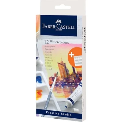 Immagine di Faber Castell 169612 Colori ad acquerello Creative Studio, 12 tubetti da 9 ml ciascuno, inclusa tavolozza di miscelazione