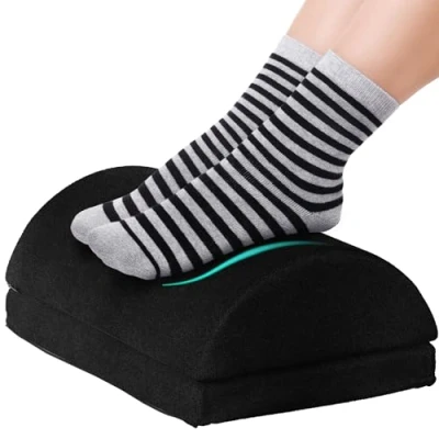 Immagine di Avalo Poggiapiedi Tessuto Scrivania Ergonomico Memory Foam Lavabile Regolabile Per Casa e Ufficio Nero
