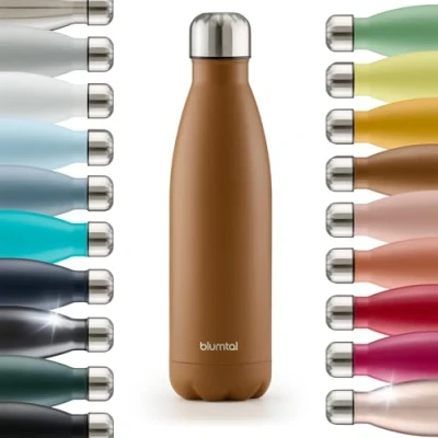 Immagine di Blumtal® borraccia termica acciaio inox Charles bottiglia 350ml senza BPA a prova perdite borracce termiche doppia parete in pumpkin spice/marrone
