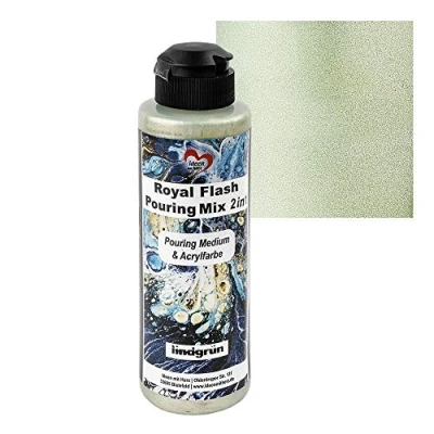 Immagine di ideen mit herz Royal Flash Pouring Mix 2 in 1 Medium e vernice acrilica metallica uno Con riflessi metallici particelle glitterati fini 180 ml Pronto all&#039;uso (verde lime)