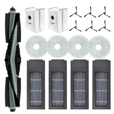 Immagine di Odashen Set di accessori ricambio per aspirapolvere Ecovacs Deebot X2/X2 Omni/X2 Pro/DEX86, 1 spazzola principale, 6 spazzole laterali, 4 filtri Hepa, 2 sacchetti la polvere, panni mocio