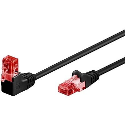 Immagine di Goobay 51525 cavo patch CAT 6, spina 90 gradi, di rete, Ethernet, Playstation, Xbox, LAN, DSL, U/UTP, RJ45, bianco, 5 metri