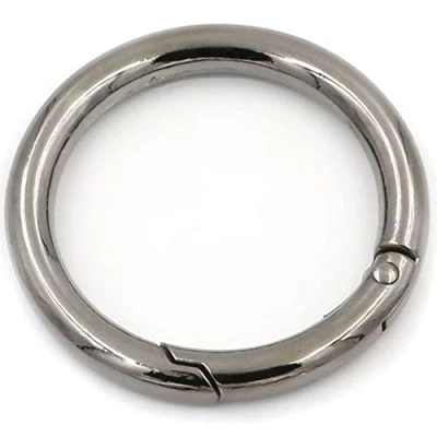 Immagine di 2 moschettoni a scatto rotondi, molla, portachiavi molla per fibbie ad anello, Black, 16 mm