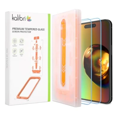 Immagine di kalibri Protezione Schermo Compatibile con Apple iPhone 16 PRO Pellicola Protettiva Vetro Temperato Vetrino Salva Display Touch Applicatore